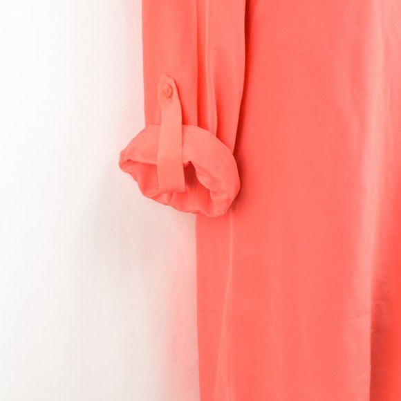 Diane von Furstenberg 4 Gilmore Blouse 100% Silk- HOT CORAL - not red - Picture 7 of 16